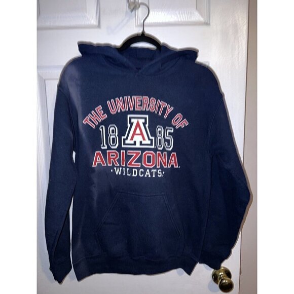 The UNIVERSITY OF ARIZONA Wildcats Navy Pullover Hoodie Sweatshirt Sz S Flawed - Picture 1 of 6